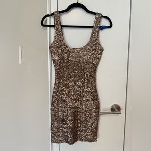 Gold Sequin Low Back Dress